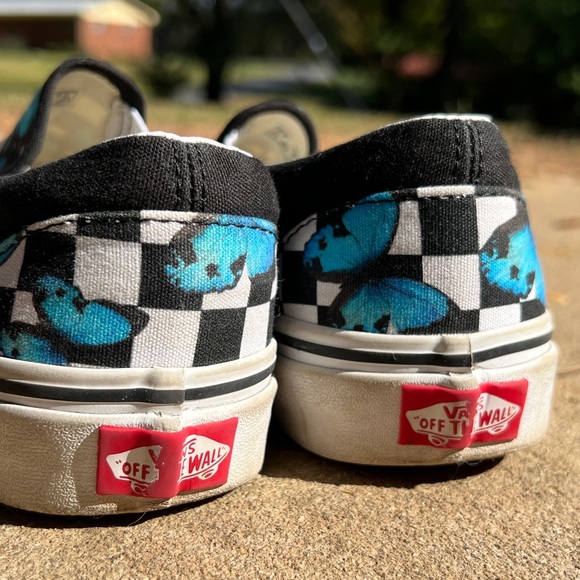 Vans classic checkered slip on shoes with butterflies SIZE 8 - Picture 2 of 7